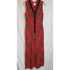 Red Plaid Jumpsuit One Piece Bill Atkinson Wool Polyester Velvet Vintage Size 10